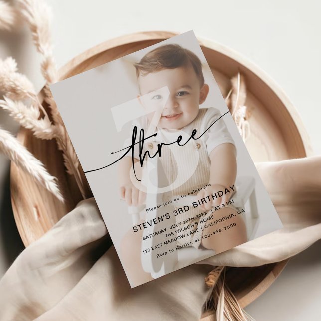 Invitación Foto minimalista Tres cumpleaños (Subido por el creador)