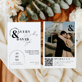 Invitación Foto Mínimo Moderno Código QR Boda simple