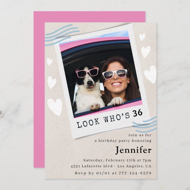 Invitación Foto: Mira quién cumple 36 años (Anverso / Reverso)