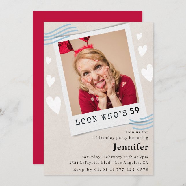 Invitación Foto: Mira quién cumple 59 años (Anverso / Reverso)