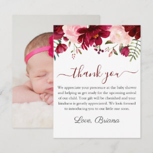 Invitación Foto moderna acuarela Chica floral Baby Shower In