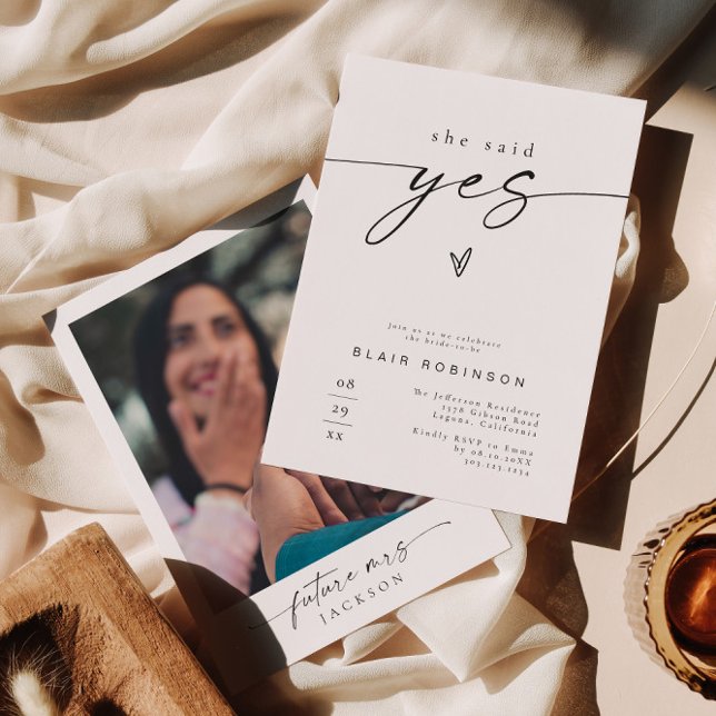 Invitación Foto Moderna BLAIR Dijo Sí Ducha Bridal (Subido por el creador)
