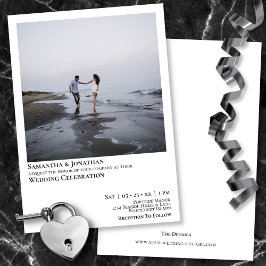 Invitación Foto moderna Boda blanco simple y limpio