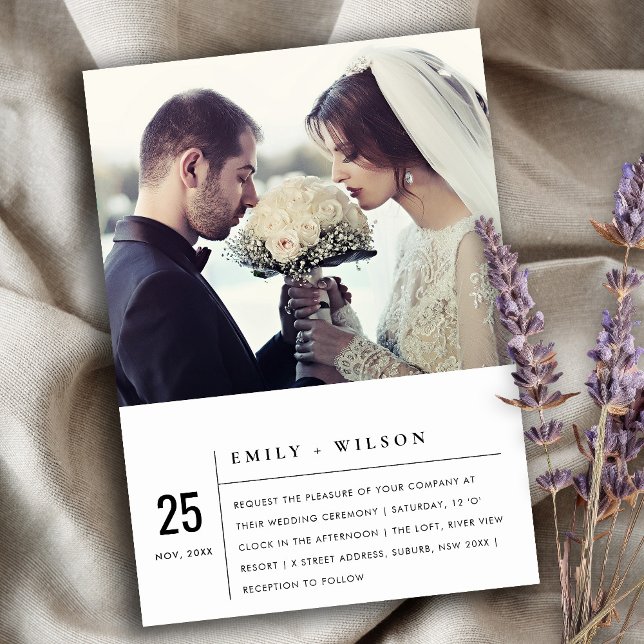 INVITACIÓN FOTO MODERNA BODA DE TIPOGRAFÍA BLANCA Y NEGRA (Subido por el creador)