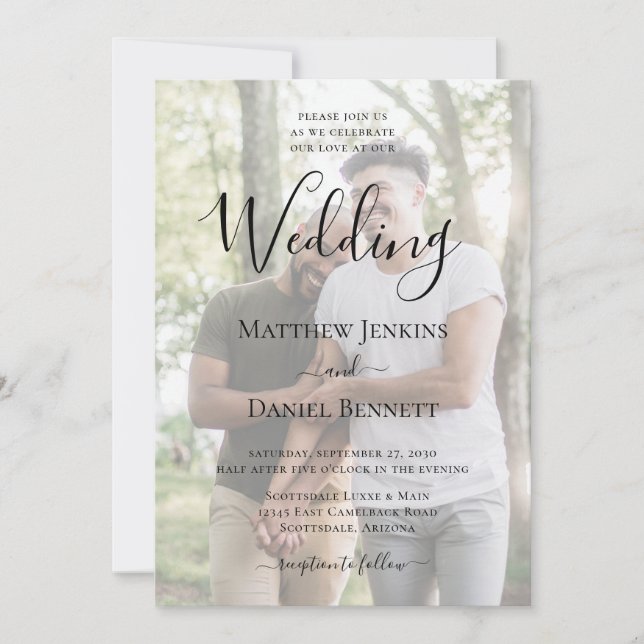 Invitación Foto moderna Boda LGBTQ (Anverso)