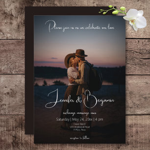 Invitación Foto moderna Boda mínimo oscuro