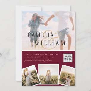 Invitación Foto moderna Código QR Código Guardar fecha Invita