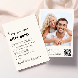 Invitación Foto moderna Código QR Recepción de boda crema