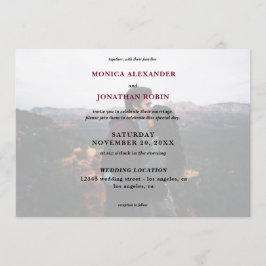 Invitación Foto moderna con Boda de Borgoña - horizontal