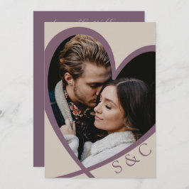 Invitación Foto moderna Corazón Champagne y Rosa Boda