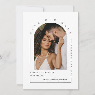 Invitación Foto moderna de arco Minimalista Código QR Guardar