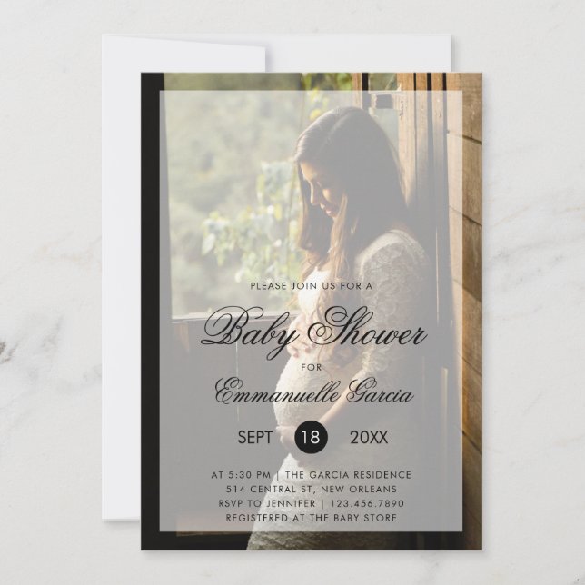 Invitación Foto moderna de Baby Shower neutral de género (Anverso)