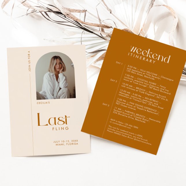 Invitación Foto moderna de Bachelorette "Last Fling" en Terra (Subido por el creador)