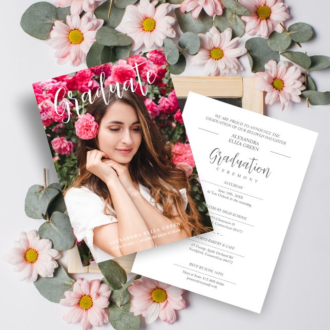 Invitación Foto moderna de caligrafía Fancy Graduado Minimali (Subido por el creador)