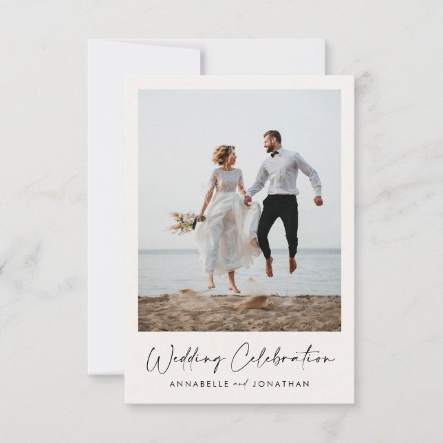Invitación Foto moderna de celebración boda (Anverso)