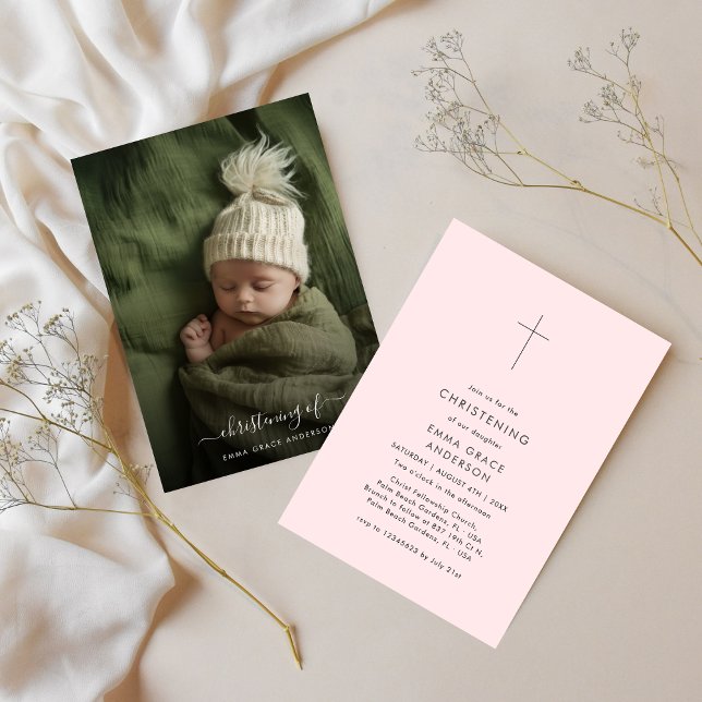 Invitación Foto moderna de cristiandad Minimalista para bebé  (Subido por el creador)