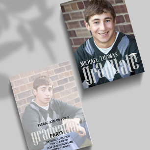 Invitación Foto moderna de fiesta de graduación simple