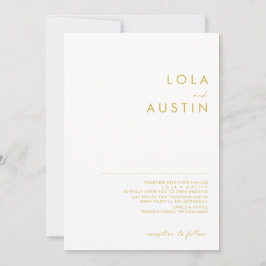 Invitación Foto moderna de fuente de oro Minimalista