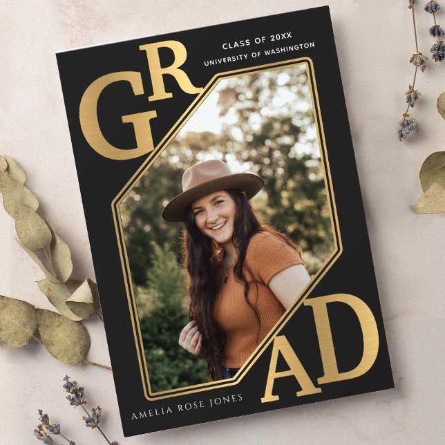 Invitación Foto moderna de graduación de Gold GRAD (Subido por el creador)