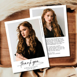 Invitación Foto moderna de graduación Gracias guión