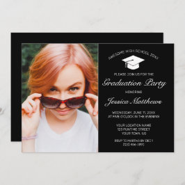Invitación Foto moderna de graduación Minimalista en blanco n