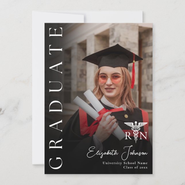 Invitación Foto moderna de la fiesta de graduación de enferme (Anverso)