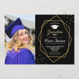 Invitación Foto moderna de la fiesta de graduación geométrica