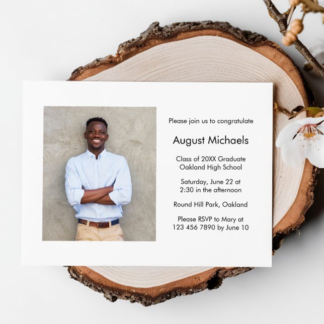 Invitación Foto moderna de la fiesta de graduación Minimalist (Subido por el creador)