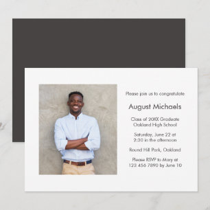 Invitación Foto moderna de la fiesta de graduación Minimalist