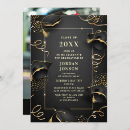 Invitación Foto moderna de la fiesta de graduación negra de o