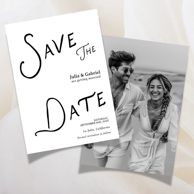 Invitación Foto moderna de Save The Date (Modern Save The Date Photo Blue Invitation)