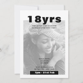 Invitación FOTO moderna del 18 aniversario invita al NEGRO