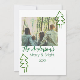 Invitación Foto moderna del árbol de Navidad verde de nombre 