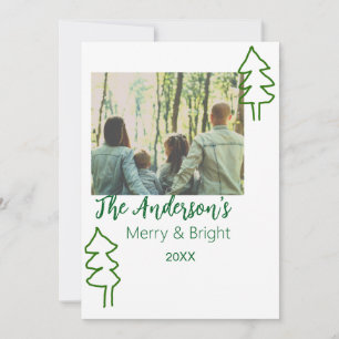 Invitación Foto moderna del árbol de Navidad verde de nombre