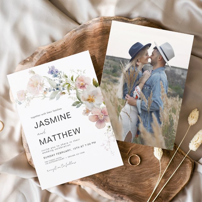 Invitación Foto moderna del Boda Boho Wildflower (Subido por el creador)