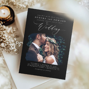 Invitación Foto moderna del Boda del Boho negro