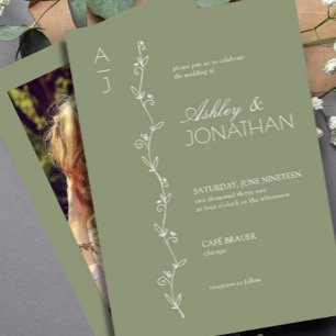 Invitación Foto moderna del Boda del divisor botánico