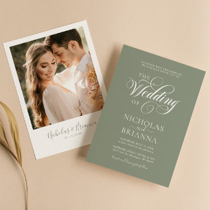 Invitación Foto moderna del Boda verde de Boho Sage minimalis
