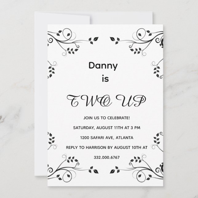 Invitación Foto moderna del segundo cumpleaños (Anverso)