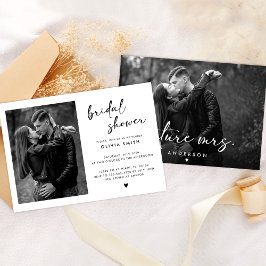 Invitación Foto Moderna Ducha Bridal De Guión Blanco Y Negro