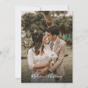 Invitación Foto moderna en blanco y negro Código QR Boda RSVP