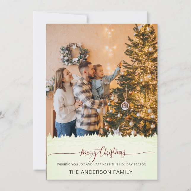 Invitación Foto moderna Feliz Navidad y feriados de árboles b (Anverso)