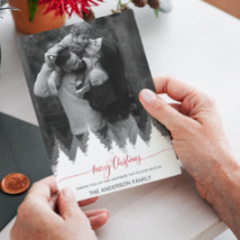 Invitación Foto moderna Feliz Navidad y feriados de árboles b