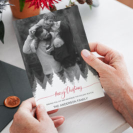 Invitación Foto moderna Feliz Navidad y feriados de árboles b