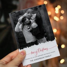 Invitación Foto moderna Feliz Navidad y feriados de árboles b