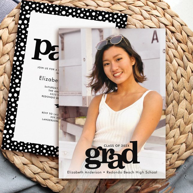 Invitación Foto moderna fiesta de graduación elegante en blan (Subido por el creador)