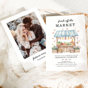 Invitación Foto Moderna Fresca De La Ducha De Novias Del Merc