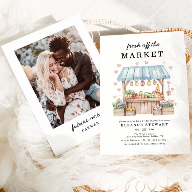 Invitación Foto Moderna Fresca De La Ducha De Novias Del Merc (Subido por el creador)