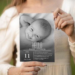 Invitación Foto moderna Hello Baby Sip Y Ver Fiesta