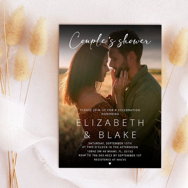 Invitación Foto moderna manuscrita Ducha de pareja de escrito (Subido por el creador)